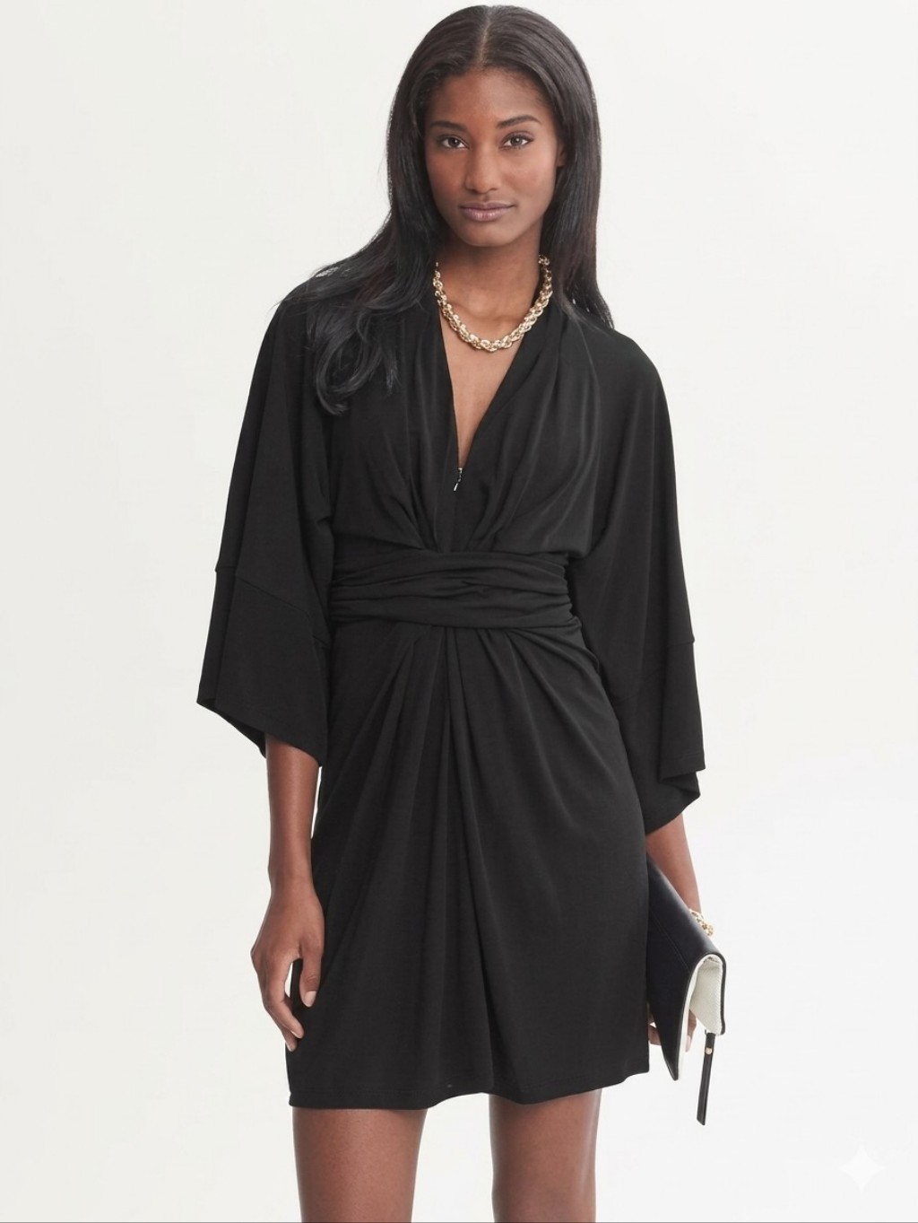 Banana Republic X Issa London Black Jersey Wrap Style Dress